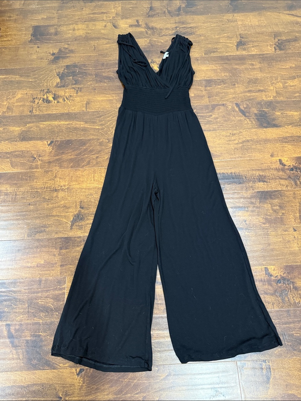 Smocked Waist Black Wide-Leg Jumpsuit